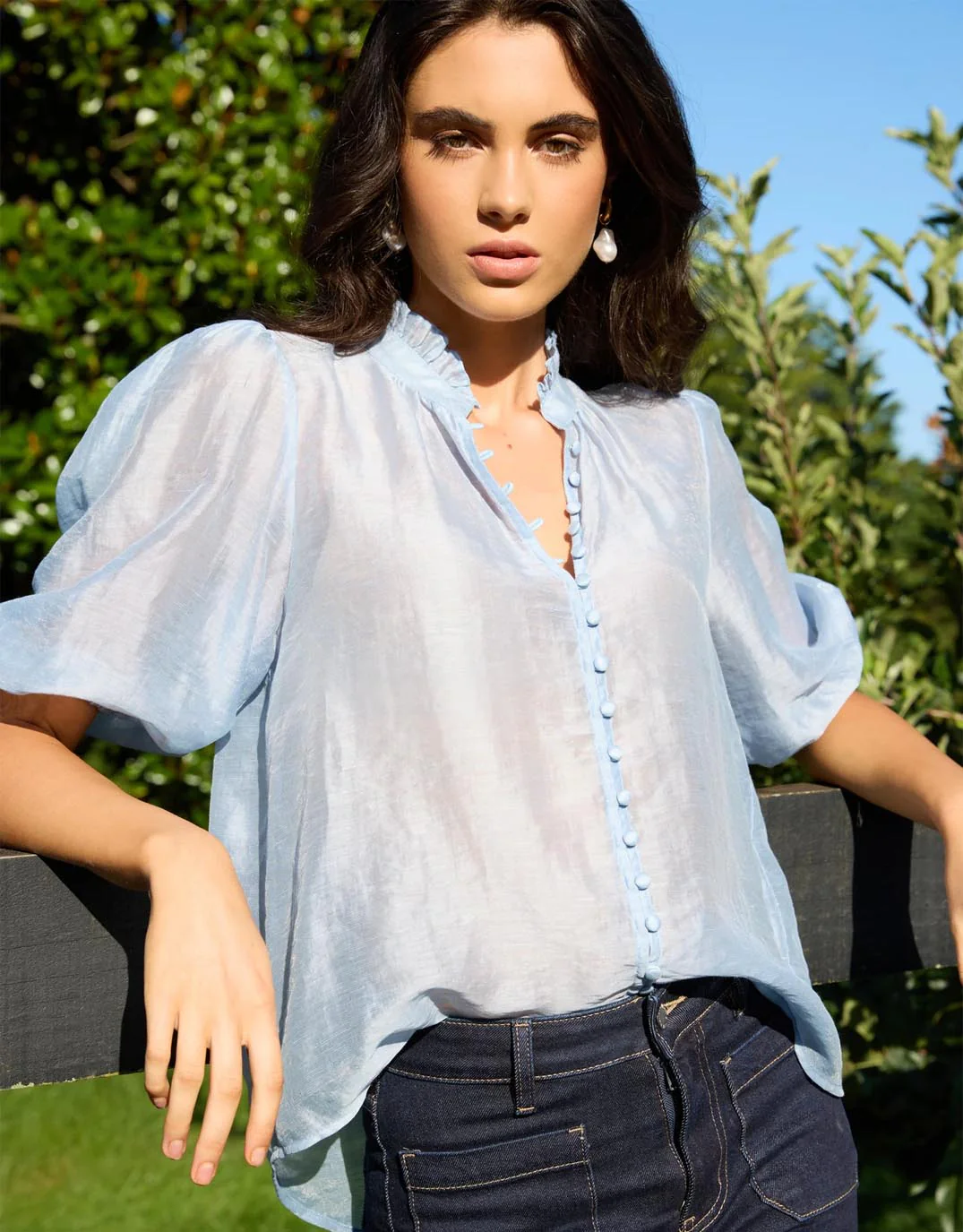 Continuance Short Sleeve Top - Pale Blue